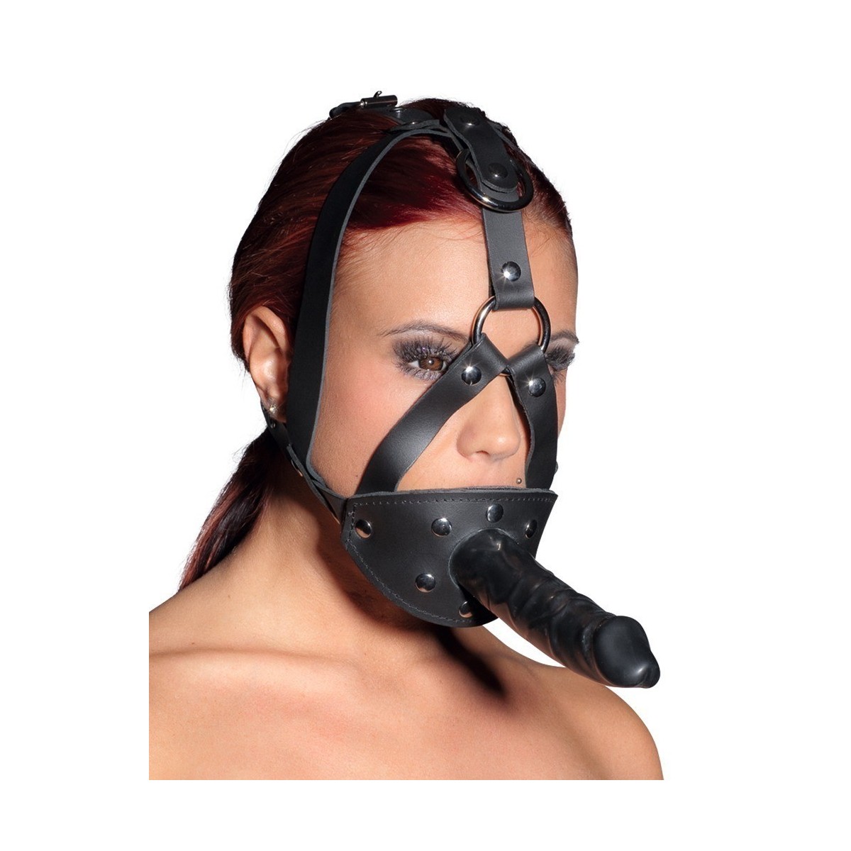 Maschera con dildo in ecopelle zado