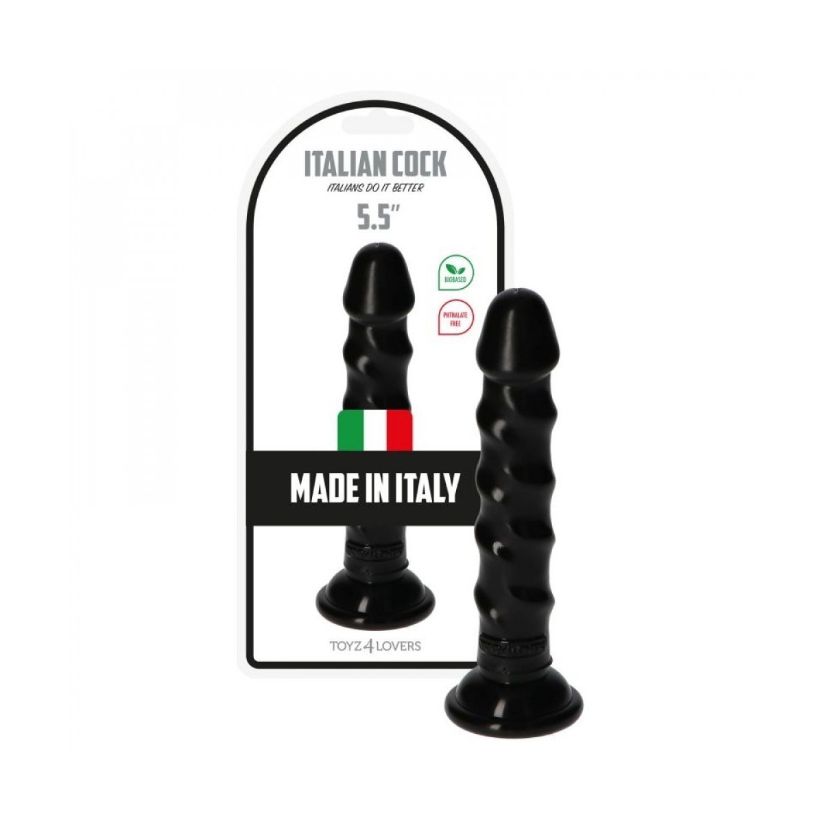 Dildo con ventosa Made in Italy 5.5'' Nero