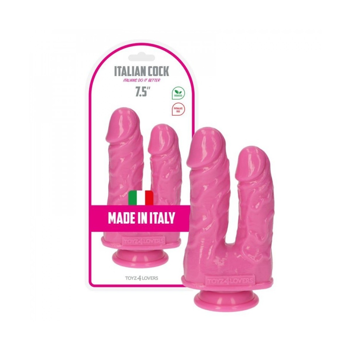 Doppio dildo rosa 21 cm Made in Italy