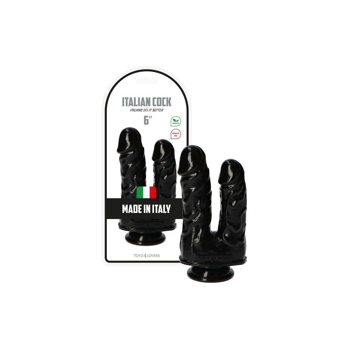 Doppio dildo nero 17 cm Made in Italy