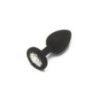 Plug anale small in silicone nero con pietra