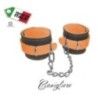 Cavigliere BDSM con catena vera pelle arancio