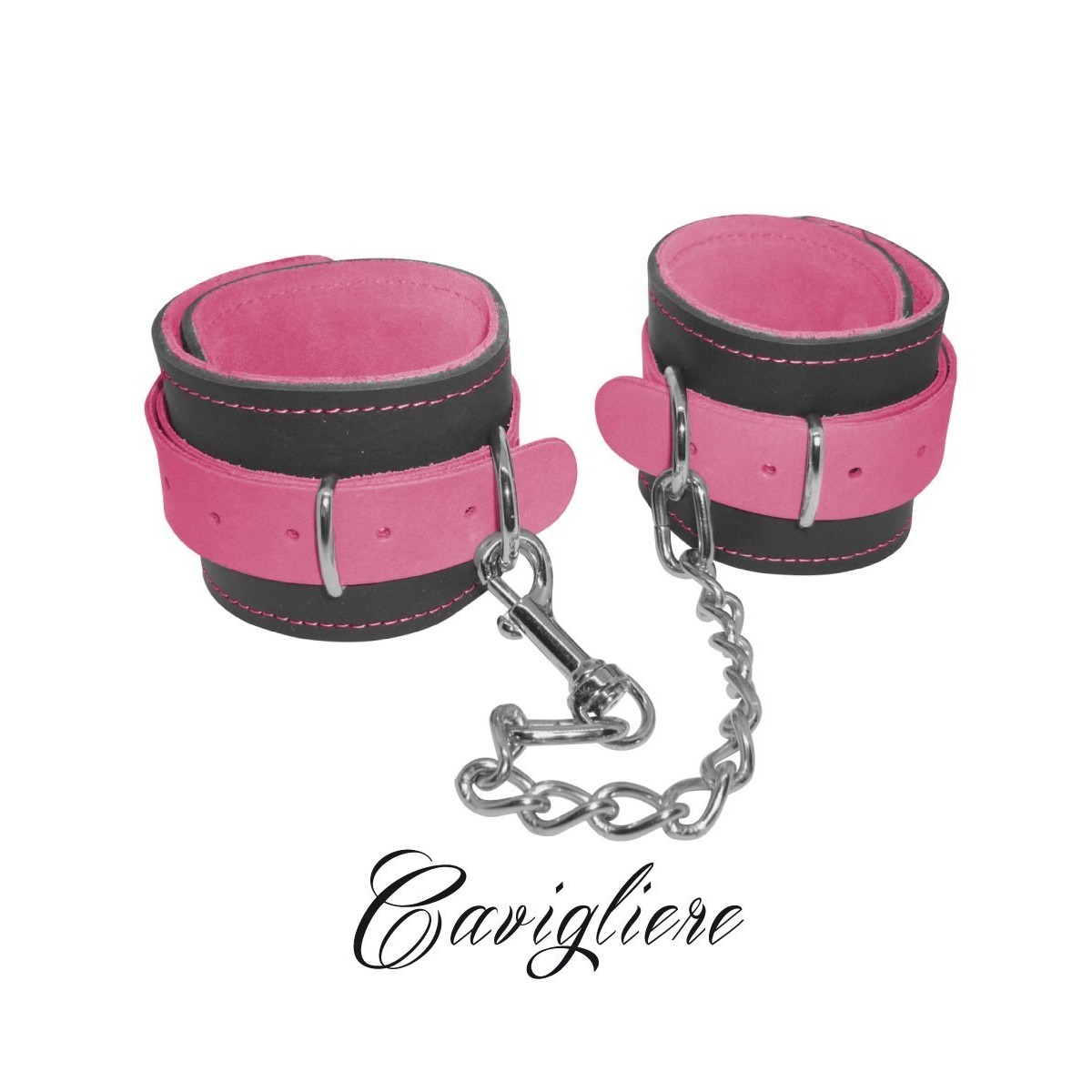 Cavigliere costrittive vera pelle nero e rosa