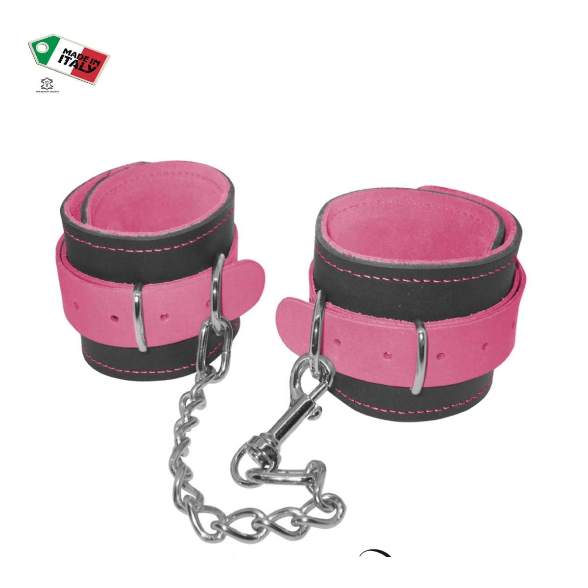 Cavigliere costrittive vera pelle nero e rosa