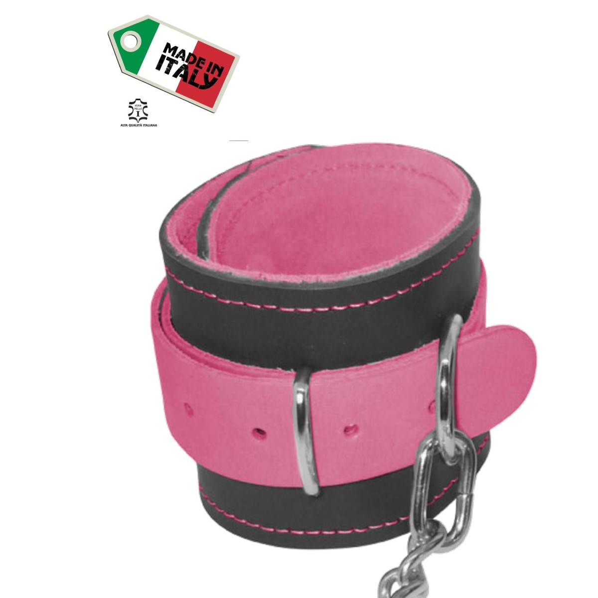 Cavigliere costrittive vera pelle nero e rosa