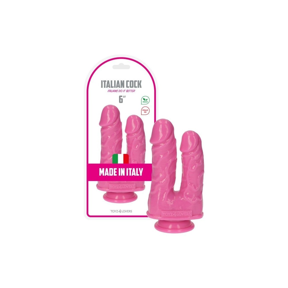 Doppio dildo rosa 17 cm Made in Italy