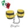 Cavigliere BDSM con catena vera pelle giallo