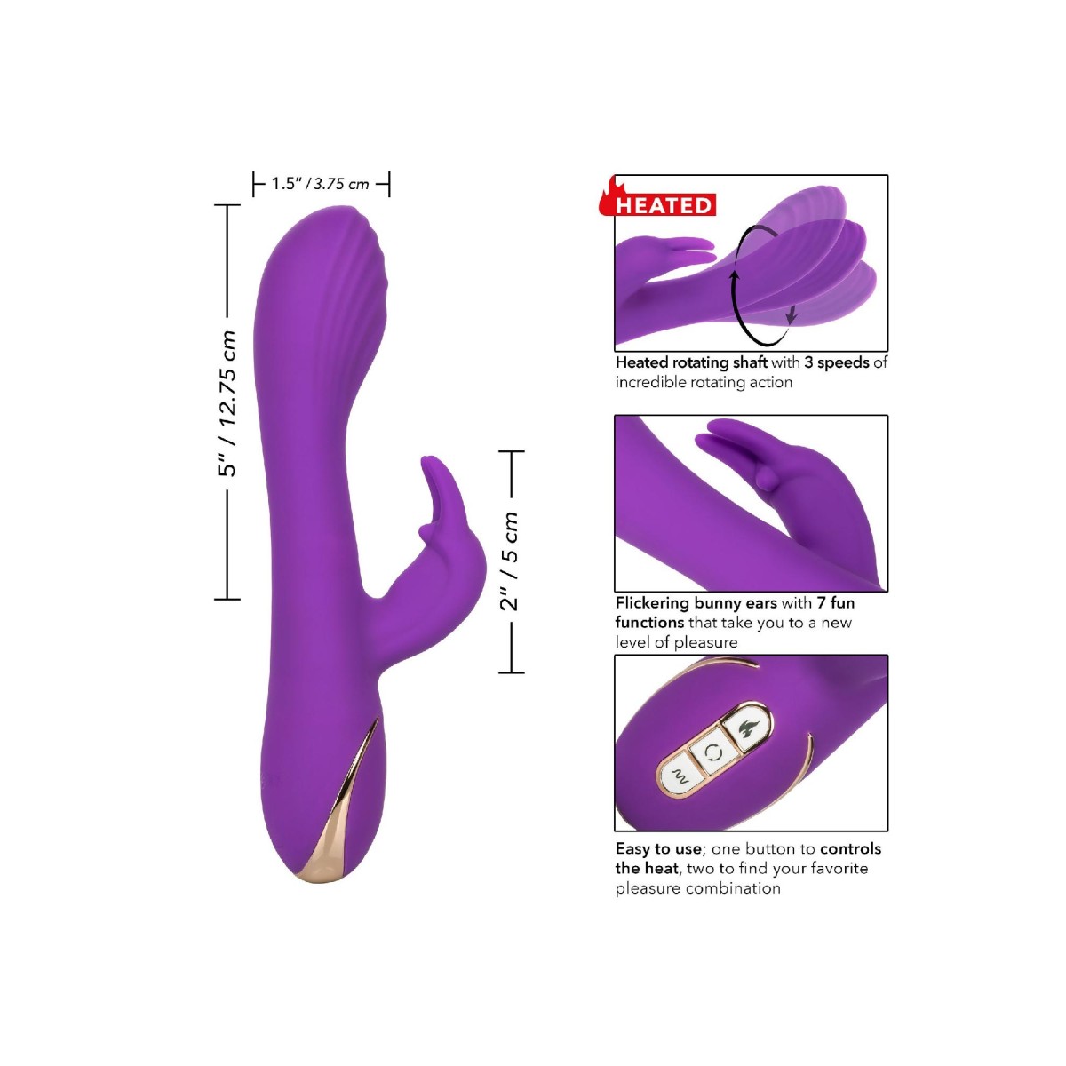 Vibratore rabbit rotante riscaldante viola