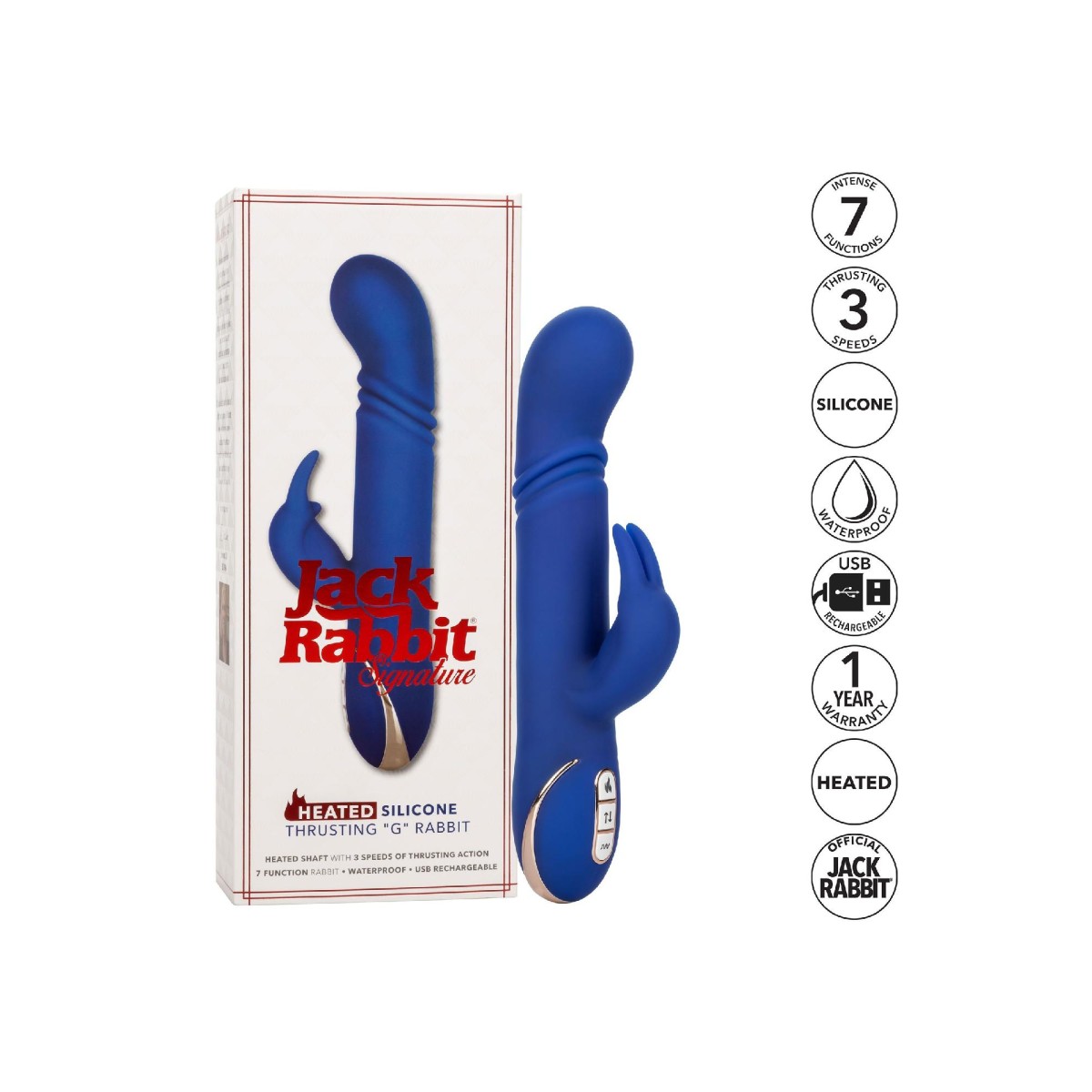 Vibratore rabbit a spinta riscaldante blu