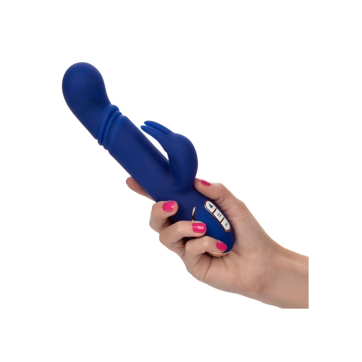 Vibratore rabbit a spinta riscaldante blu