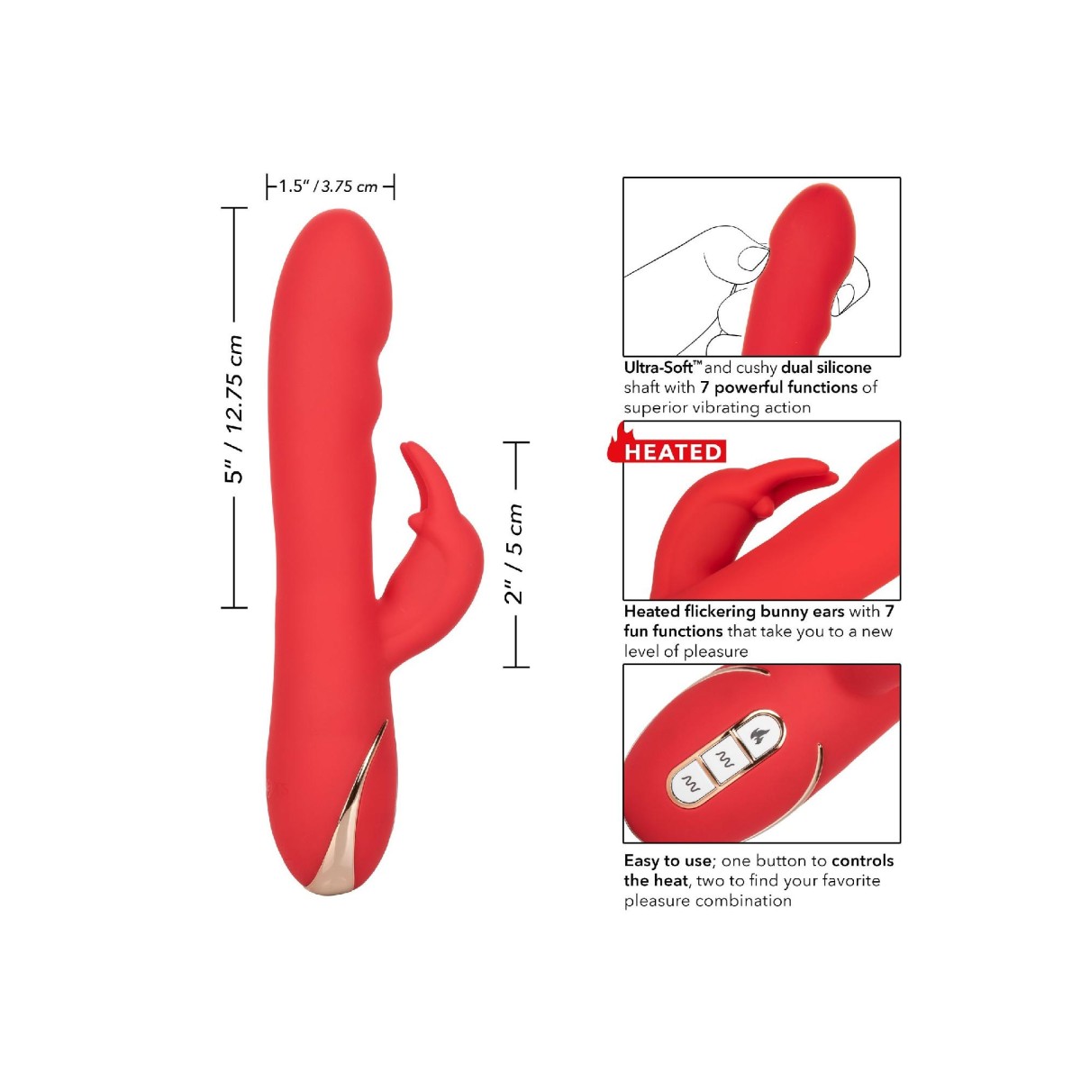 Vibratore rabbit riscaldante rosso