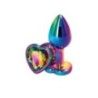 Plug anale Metal arcobaleno cuore 7 cm Small