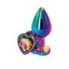 Plug anale Metal arcobaleno cuore 8 cm Medium