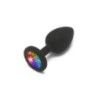 Plug anale S silicone nero pietra arcobaleno