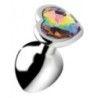 Butt plug alluminio cuore arcobaleno Medium