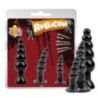 Set 3 butt plug con sfere stimolanti neri