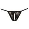 Tanga apertura intima String pizzo nero