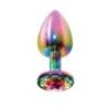 Plug anale in metallo con pietra arcobaleno S