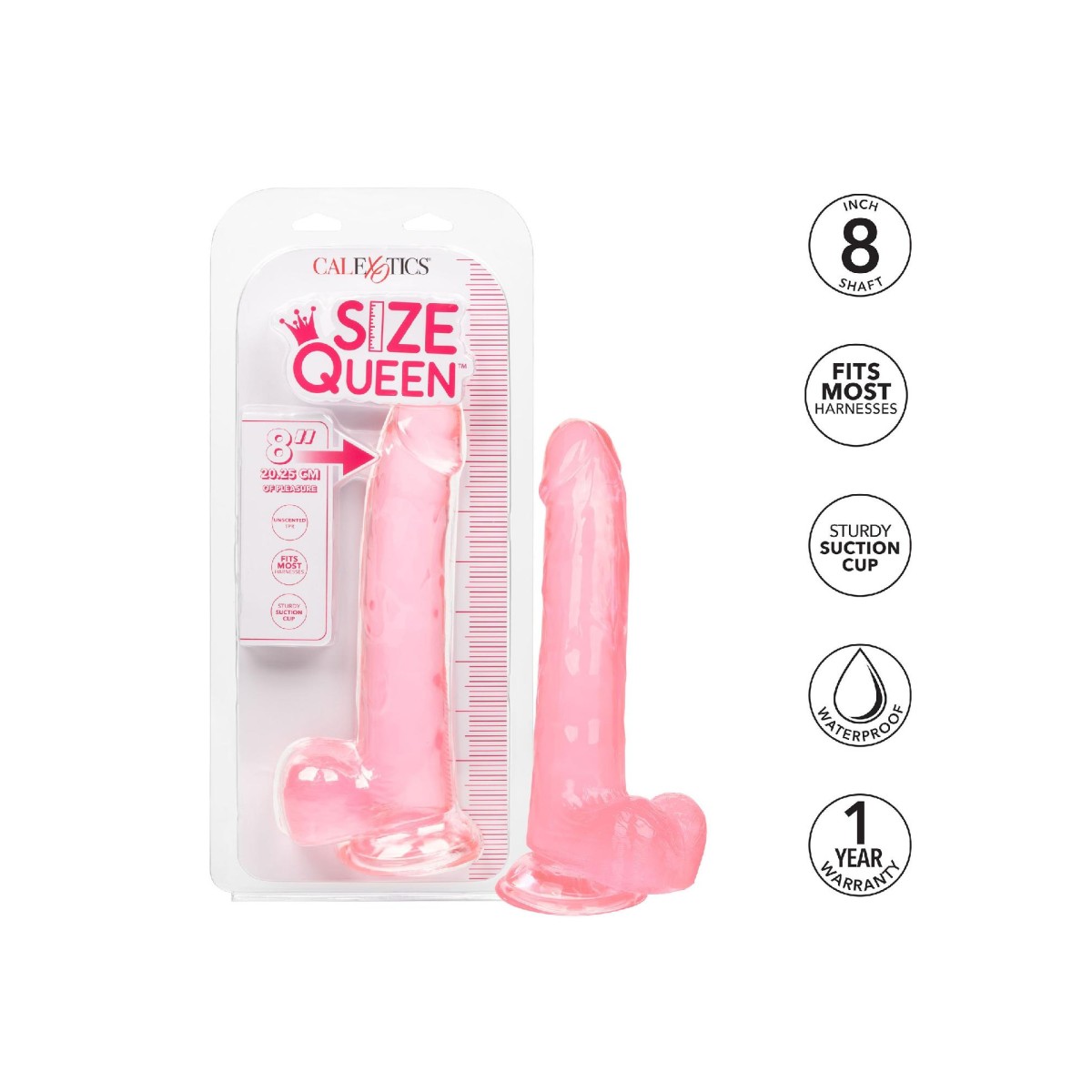 Fallo realistico con ventosa Queen 8" rosa