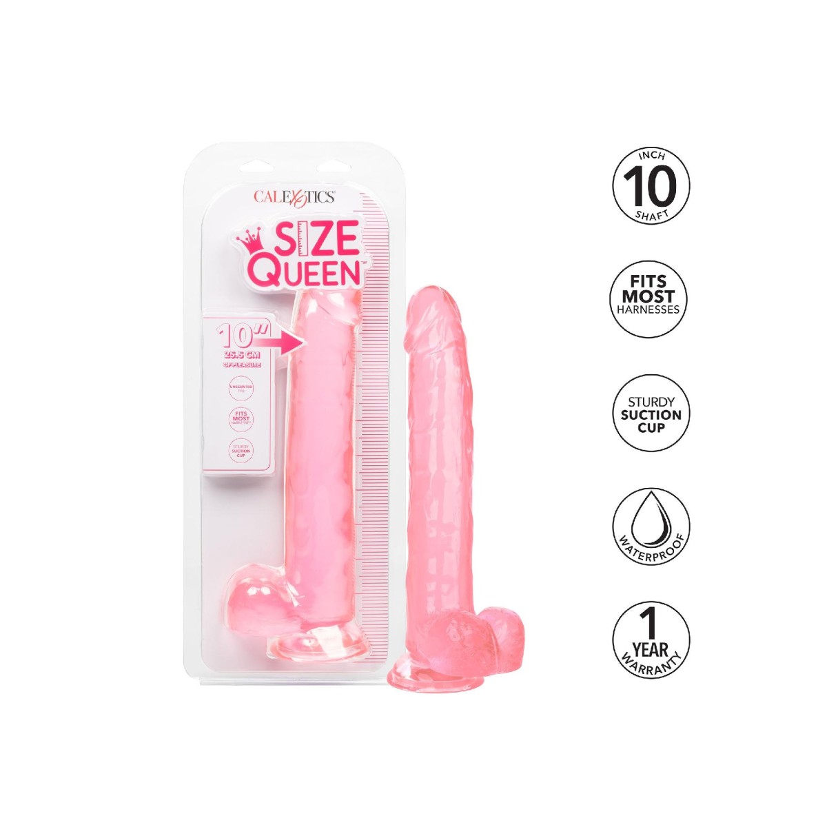 Fallo realistico con ventosa Queen 10" rosa