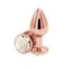 Plug anale oro rosa con rosa bianca Medium