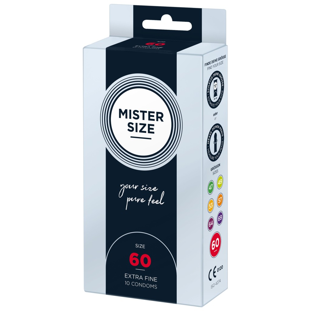 Profilattici sottili 60 mm Mister size 10 pz