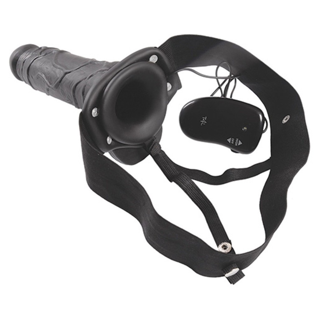 Cintura elastica con vibratore cavo e testicoli nero
