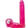 Anello fallico + dildo vibrante fucsia 15 cm