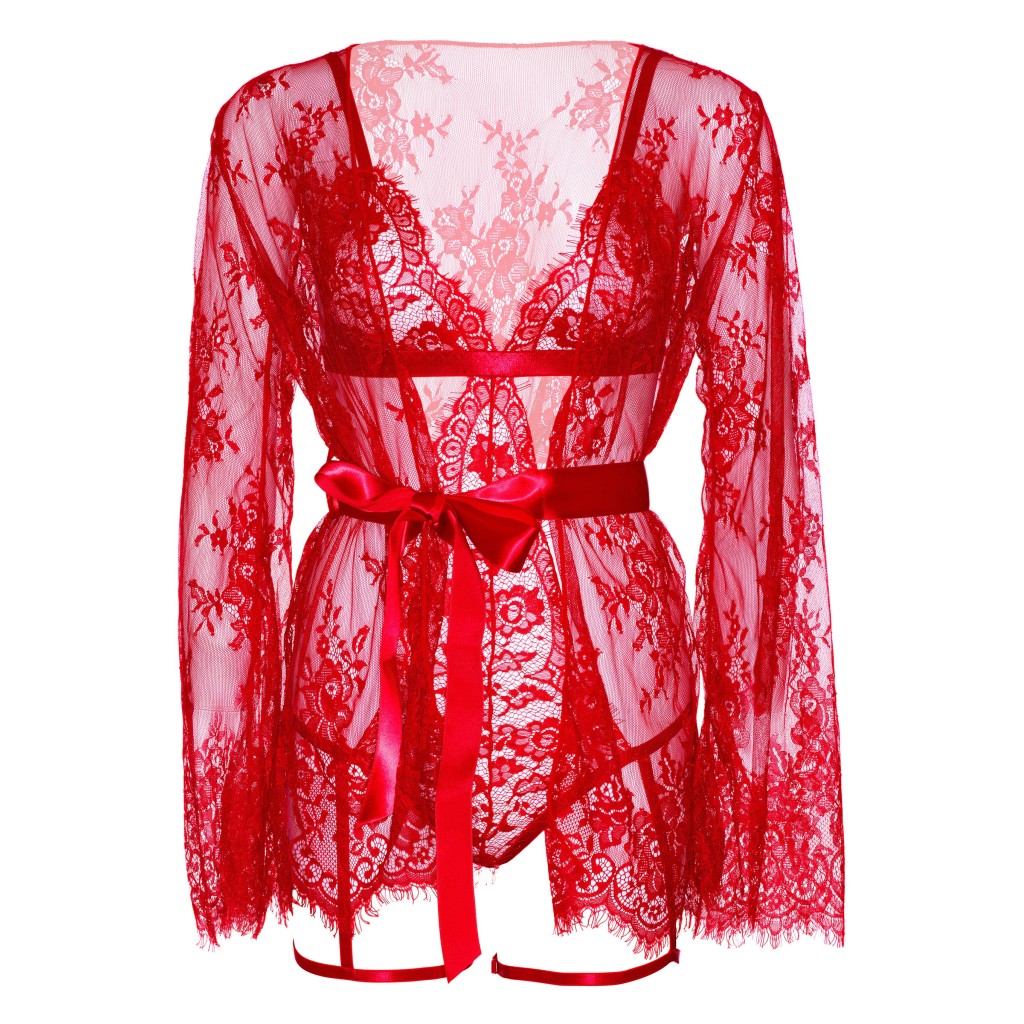 Completo sexy pizzo 3pz rosso