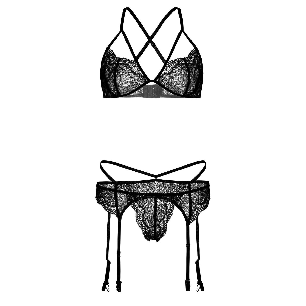 Completo intimo 4PC Garter Lingerie Set