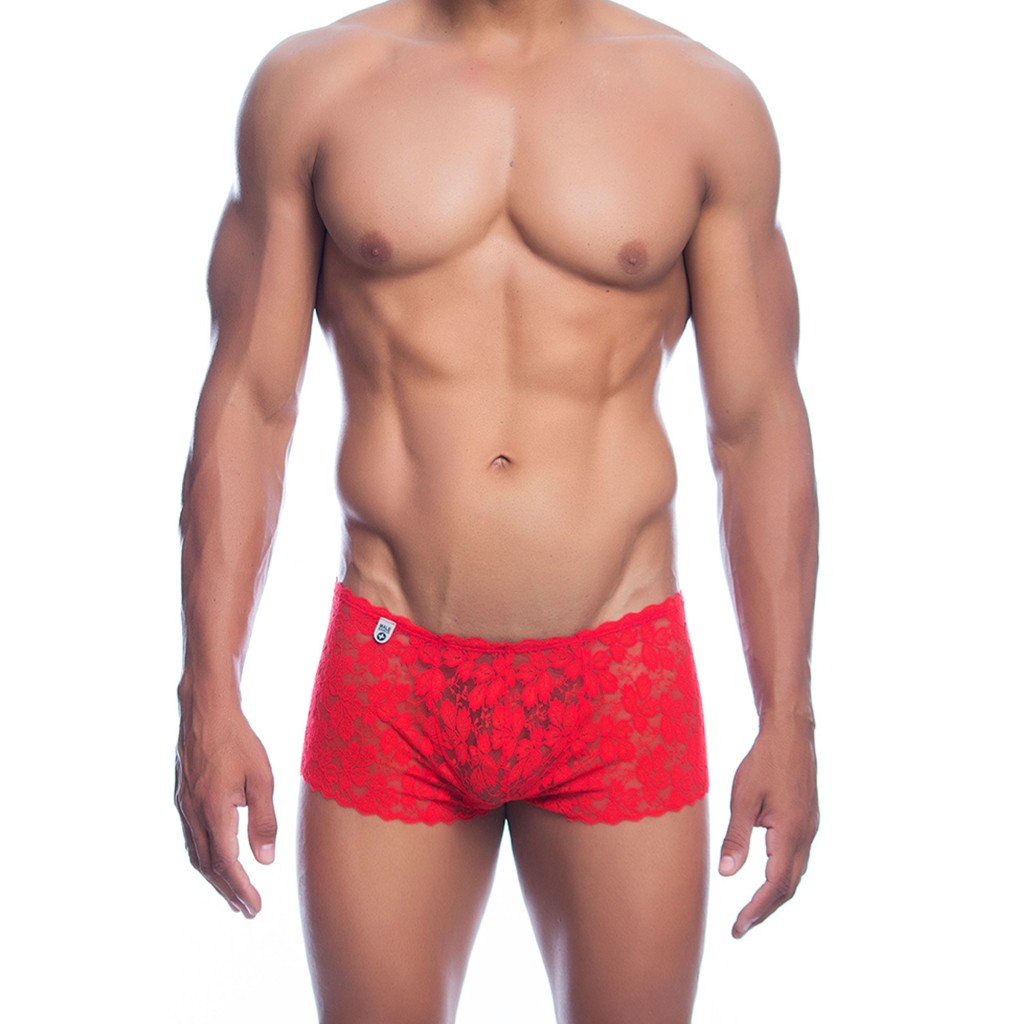 Boxer uomo in pizzo rosso