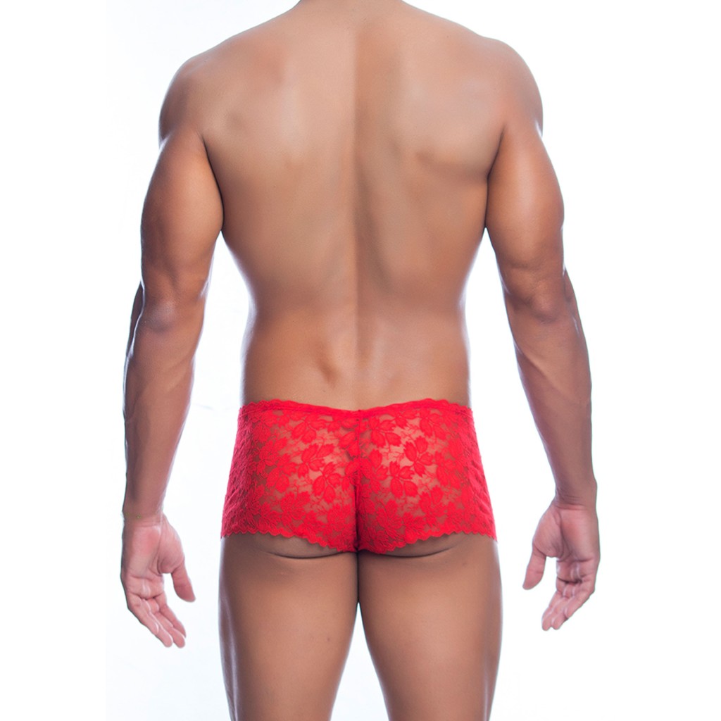 Boxer uomo in pizzo rosso