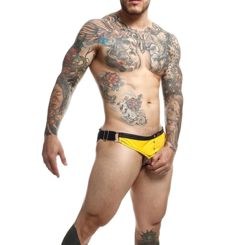 Tanga sexy uomo giallo anello pene Dngeon