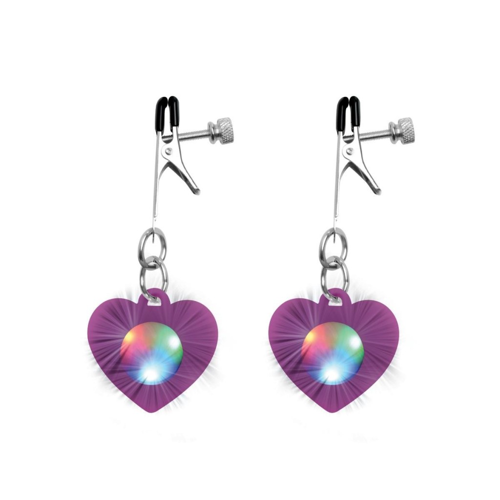 Pinze capezzoli a Luci LED Heart viola