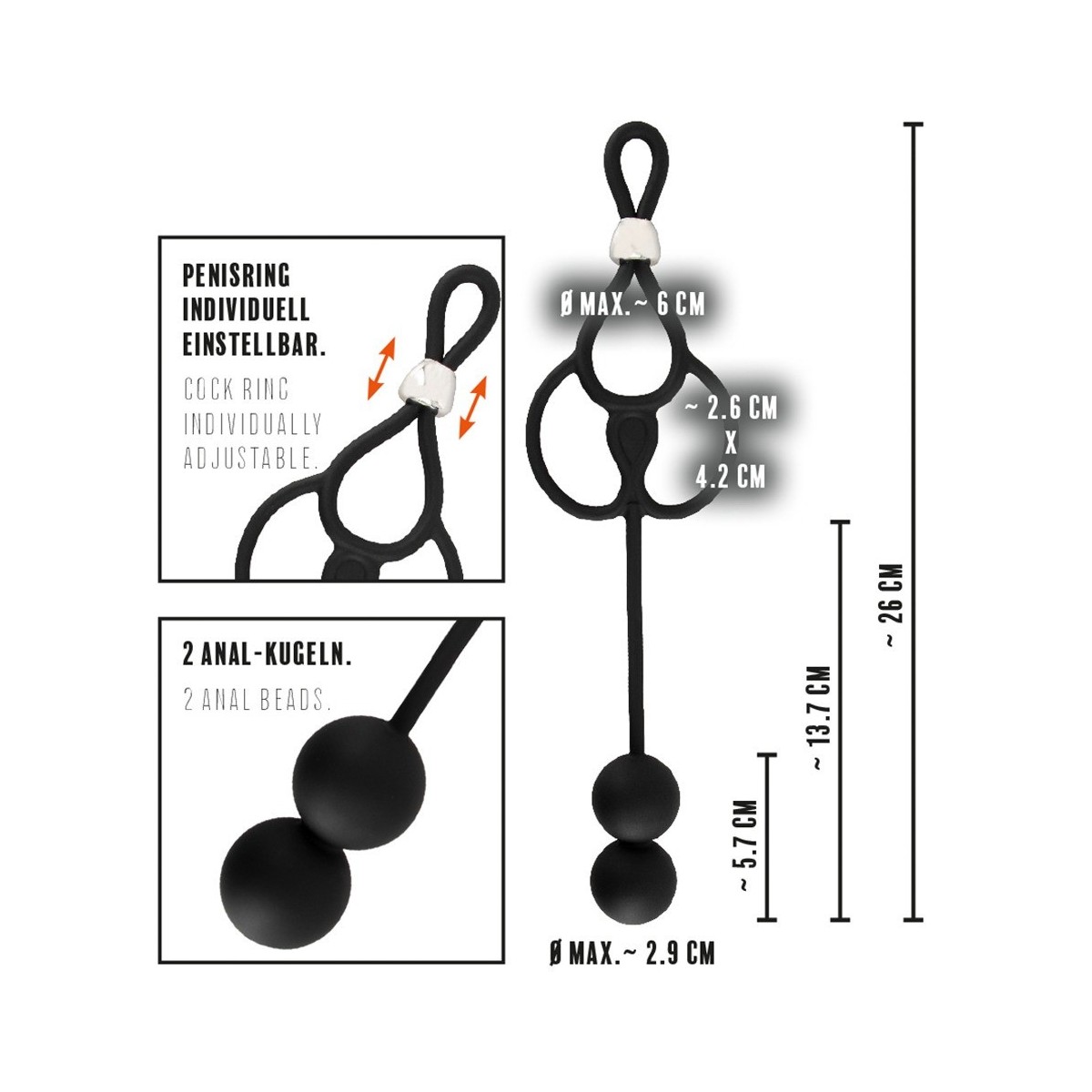 Anello per pene e testicoli con plug anale