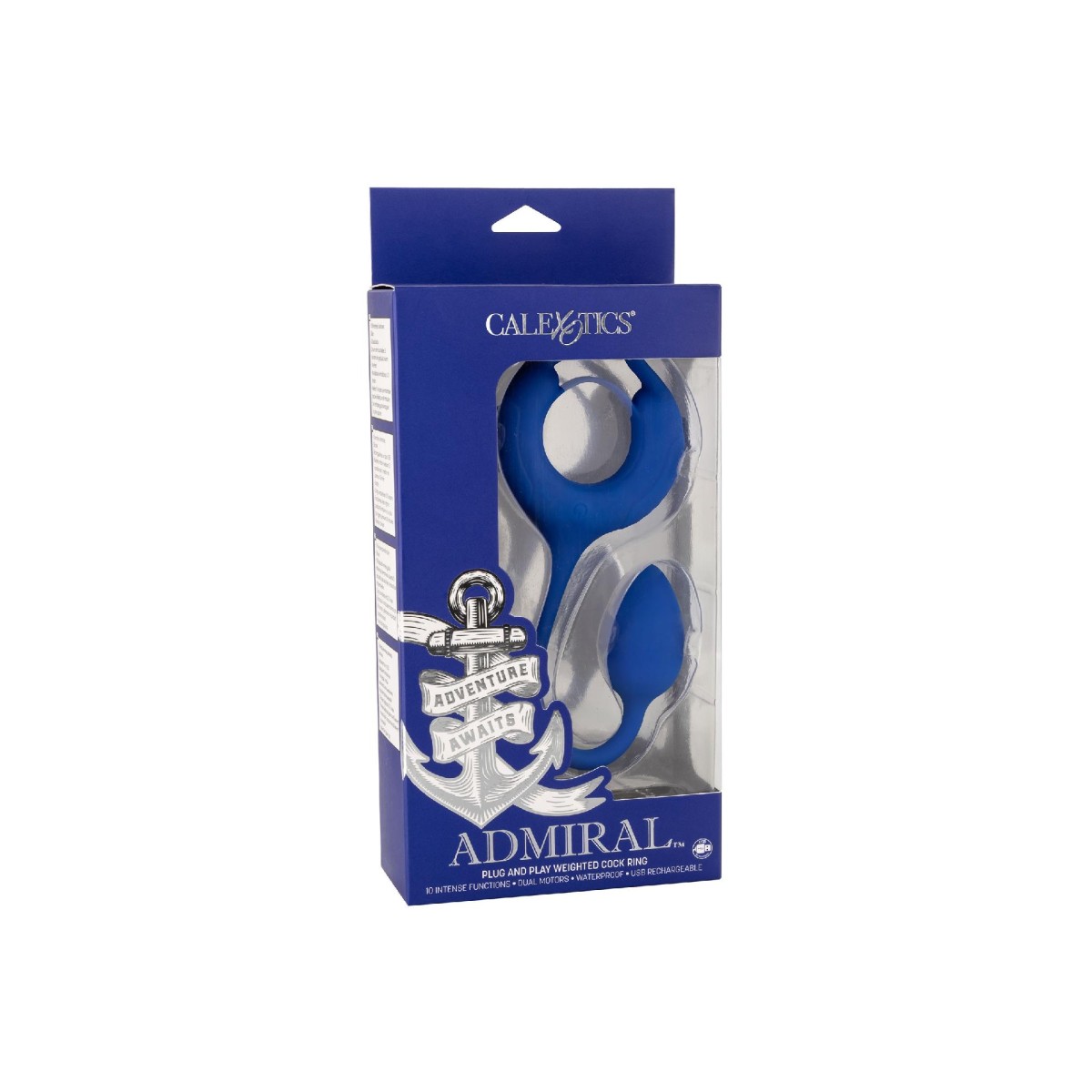 Anello pene con plug blu vibrante