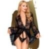 Kimono sexy pizzo con perizoma nero Penthouse