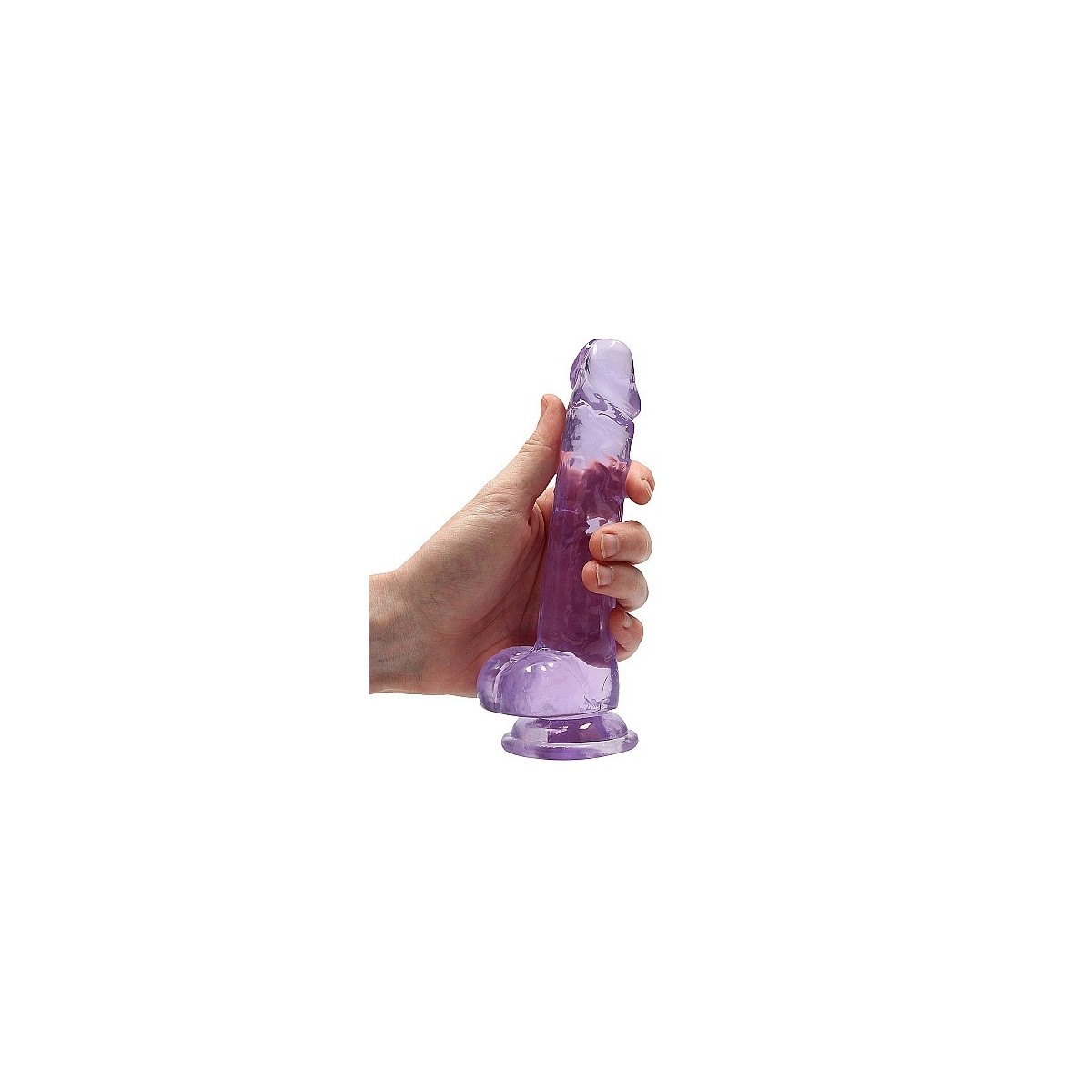 Dildo ventosa e palle viola trasparente 17 cm