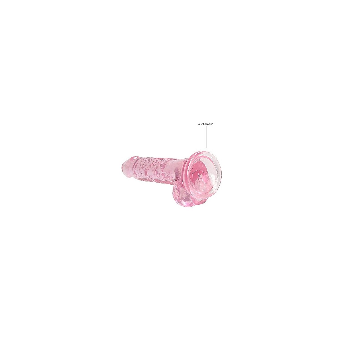 Dildo ventosa e palle rosa trasparente 17 cm