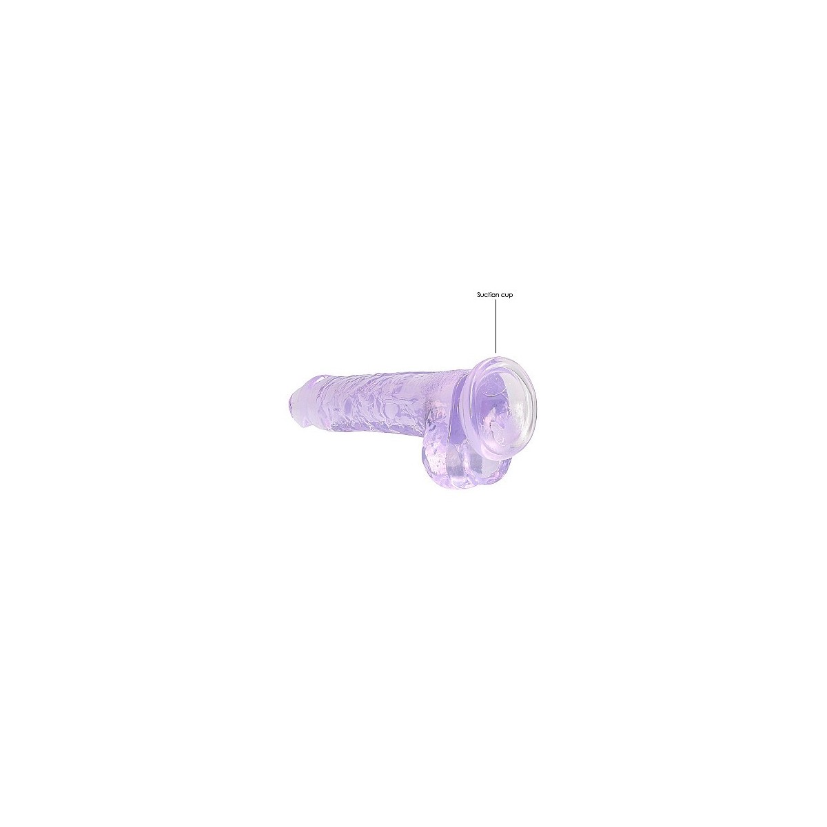 Dildo ventosa e palle viola trasparente 19 cm