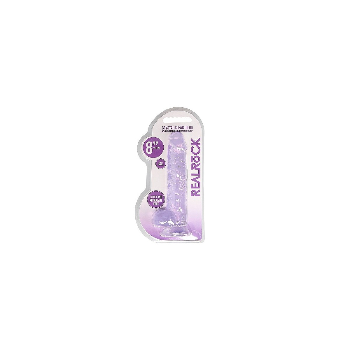 Dildo ventosa e palle viola trasparente 19 cm