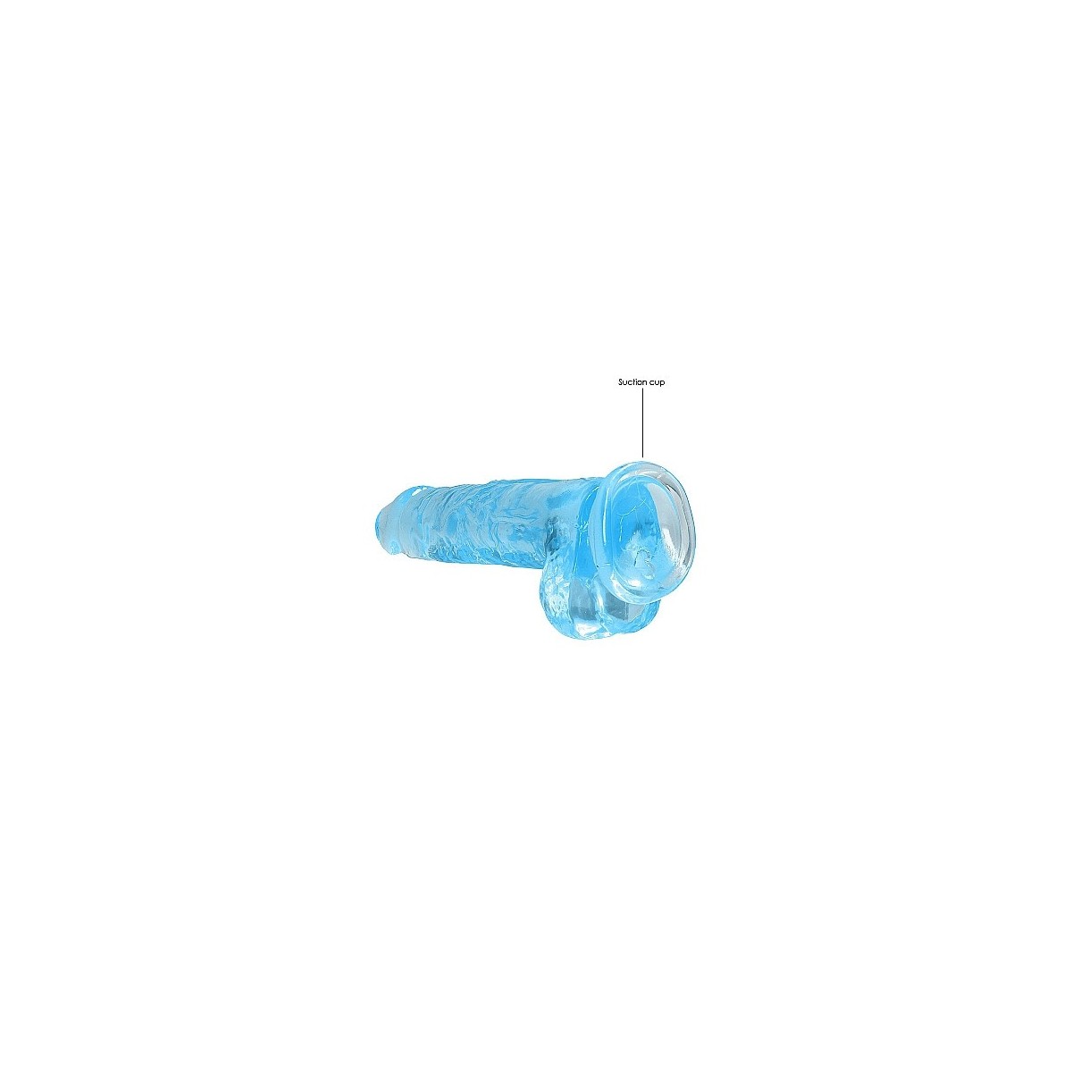 Dildo ventosa e palle blu trasparente 19 cm