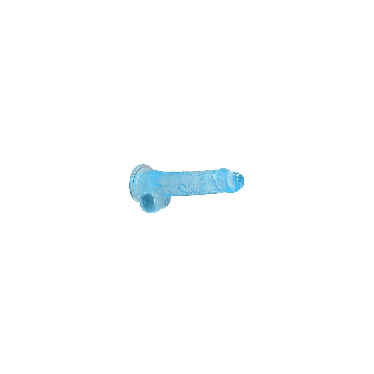 Dildo ventosa e palle blu trasparente 19 cm