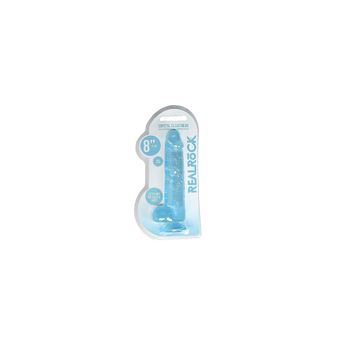 Dildo ventosa e palle blu trasparente 19 cm