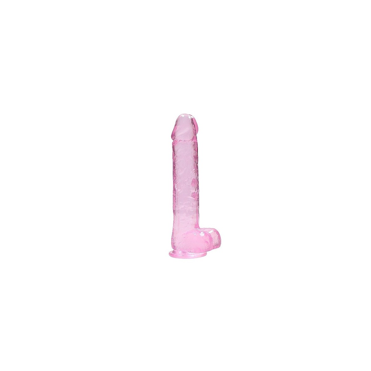 Dildo ventosa e palle rosa trasparente 22 cm