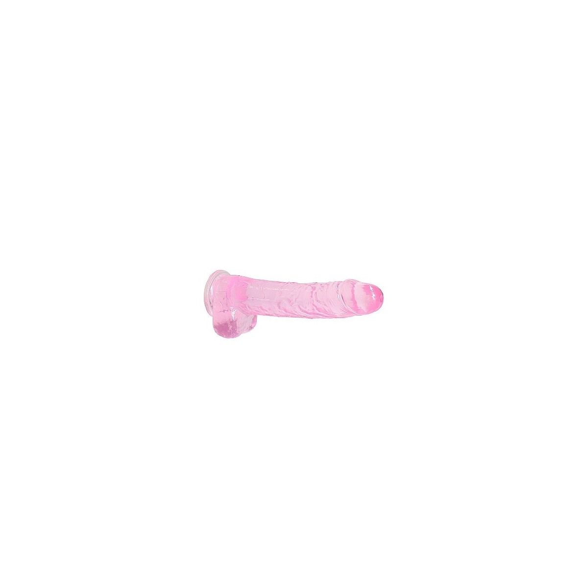 Dildo ventosa e palle rosa trasparente 22 cm