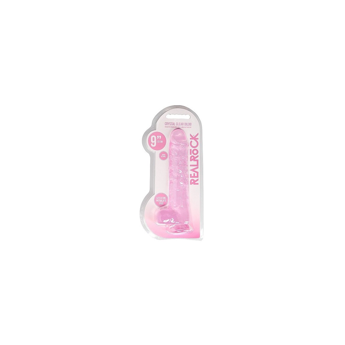 Dildo ventosa e palle rosa trasparente 22 cm