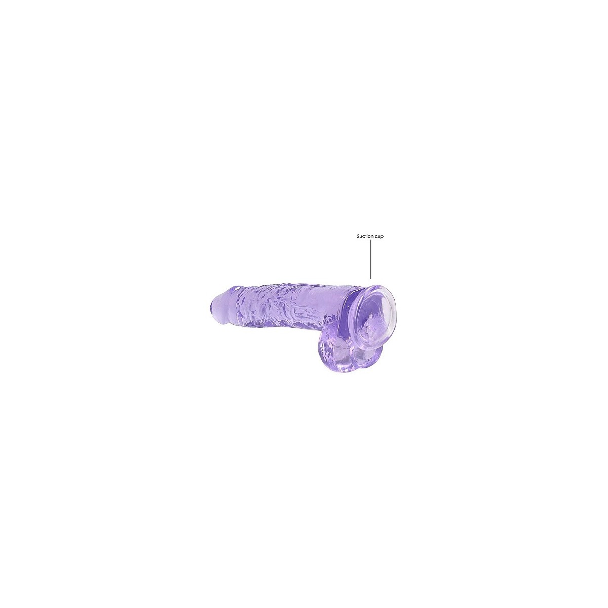 Dildo ventosa e palle viola trasparente 22 cm