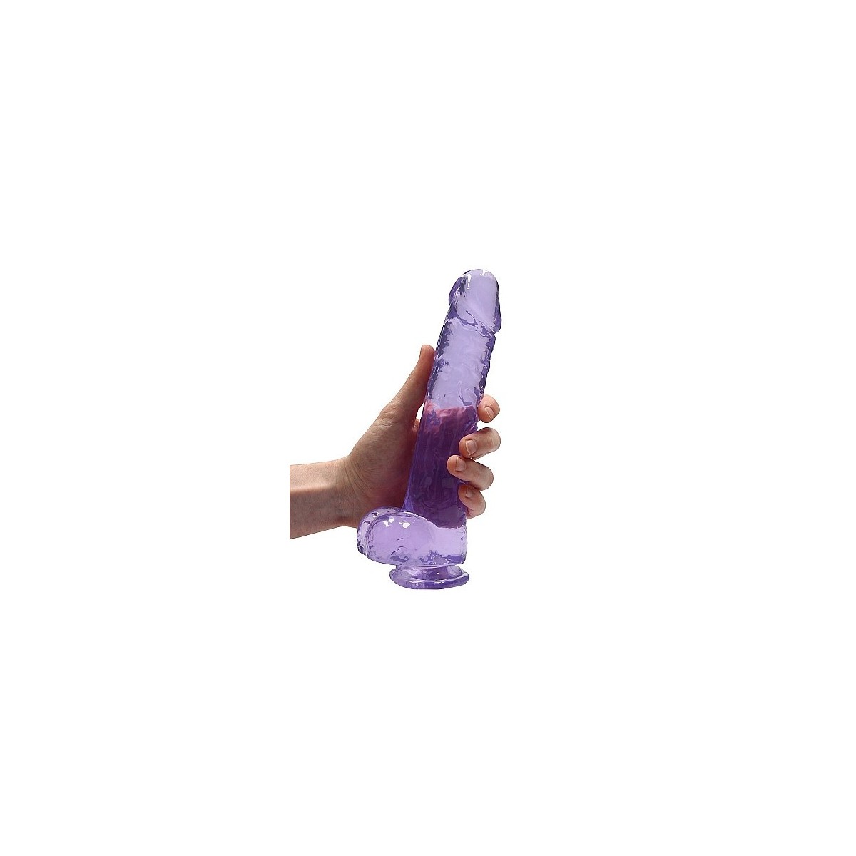 Dildo ventosa e palle viola trasparente 22 cm