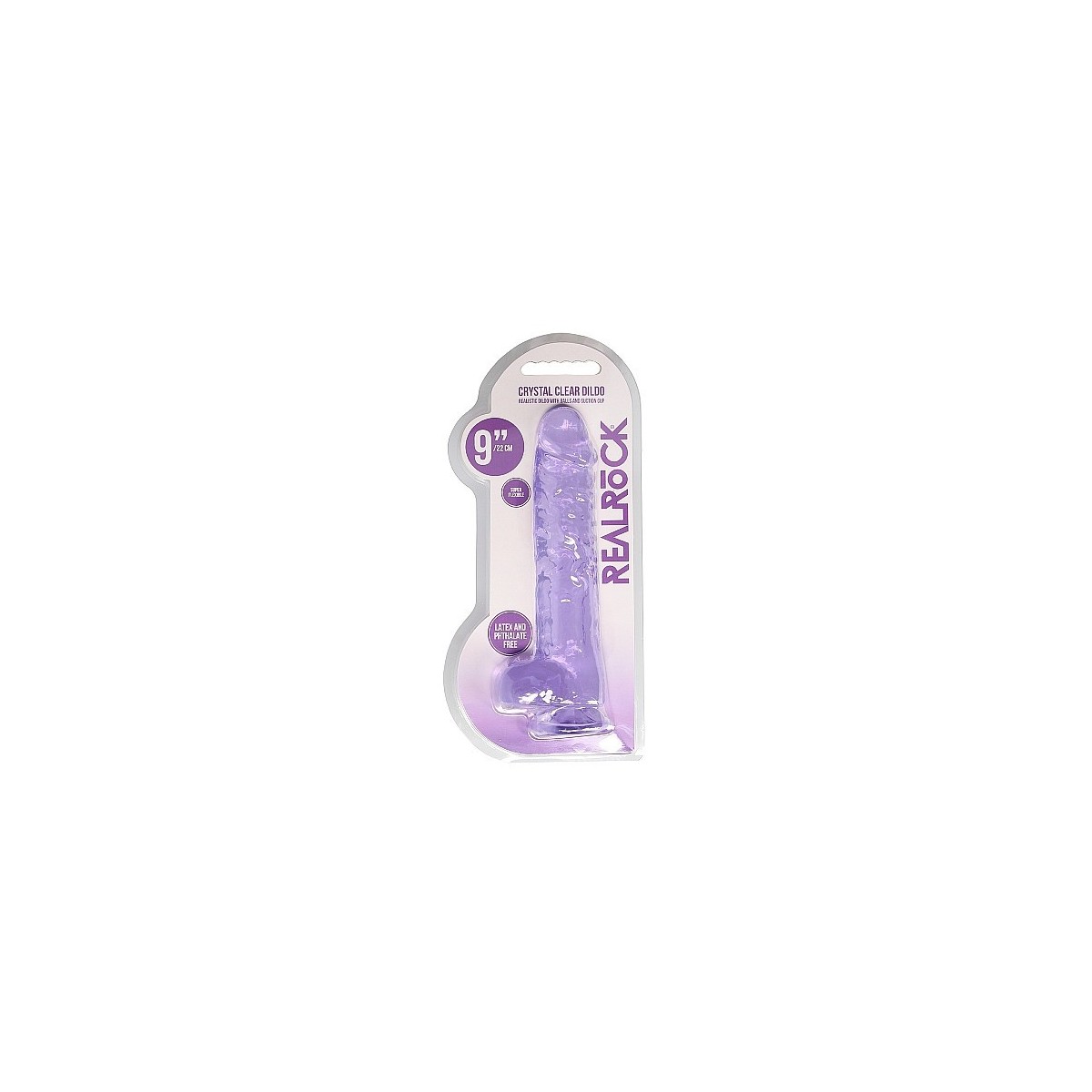 Dildo ventosa e palle viola trasparente 22 cm